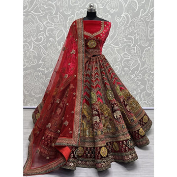 Beautiful Designer Bridal Heavy Velvet With Sequence Lehenga Choli