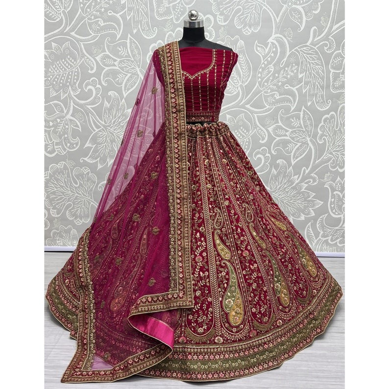Fancy Velvet Bridal Lehenga Choli
