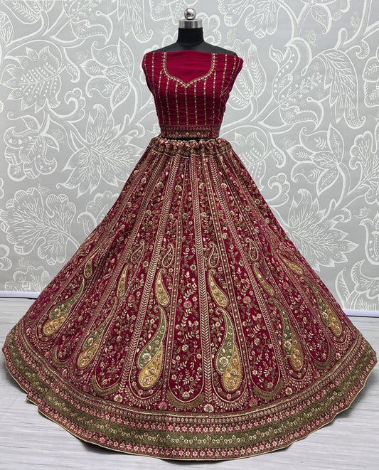 Fancy Velvet Bridal Lehenga Choli