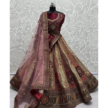 Fancy Velvet Bridal Lehenga Choli