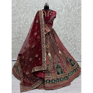 Fancy Velvet Bridal Lehenga Choli