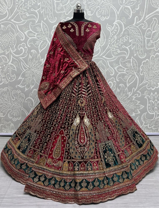 Fancy Velvet Bridal Lehenga Choli
