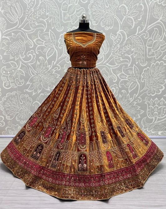 Fancy Velvet Bridal Lehenga Choli