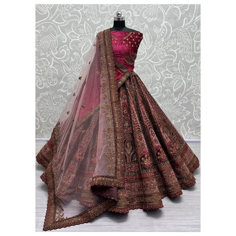 Fancy Velvet Bridal Lehenga Choli