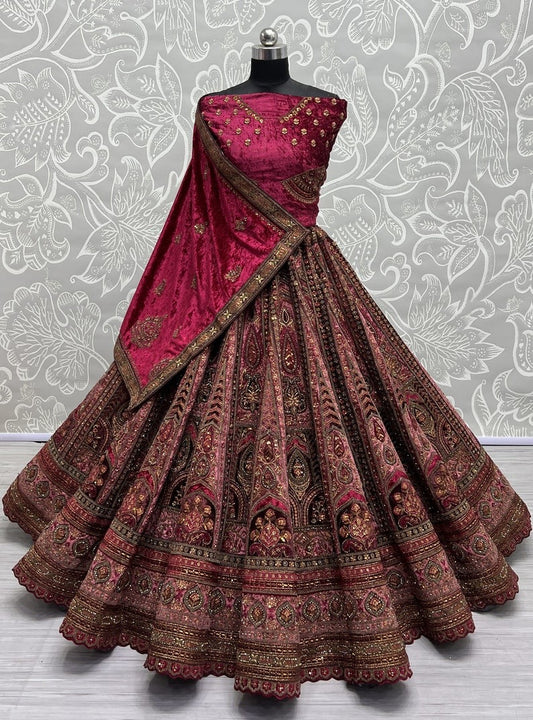 Fancy Velvet Bridal Lehenga Choli