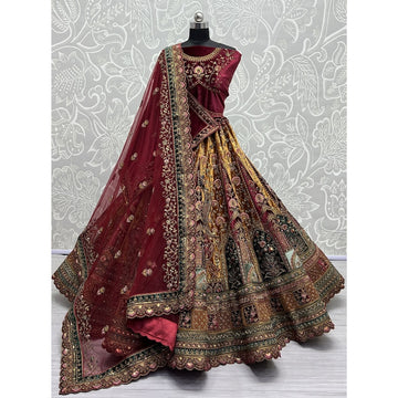 Wonderful Dark Grey Soft Net Base Flared Sequin Work Lehenga Choli