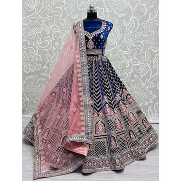 Peacock Pattern in Various Kind of Embroidered Exclusive Bridal Purple Lehenga Choli