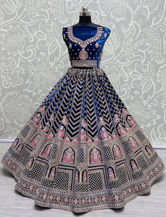Peacock Pattern in Various Kind of Embroidered Exclusive Bridal Purple Lehenga Choli