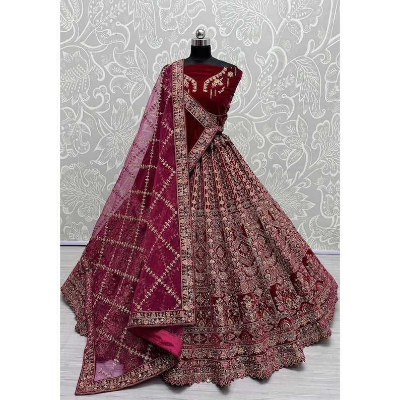Embroidered Exclusive Bridal Purple Lehenga Choli