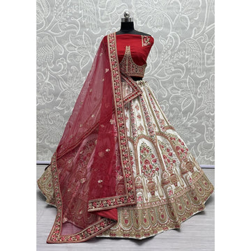 Red Net Dori Work Designer Lehenga Choli