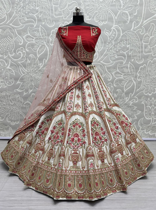 Red Net Dori Work Designer Lehenga Choli