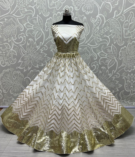 White Net Embroidered Lehenga Choli for Wedding