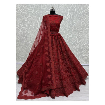 Net Embroidered Lehenga Choli for Wedding