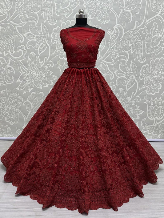 Net Embroidered Lehenga Choli for Wedding