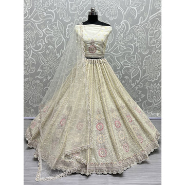 Steel Golden and Black Colour Lehenga Choli with Net Dupatta