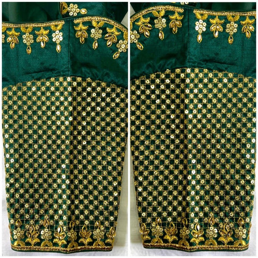 Elegant Green Banglori Silk Embroidered Blouses Classic Fashion for Women