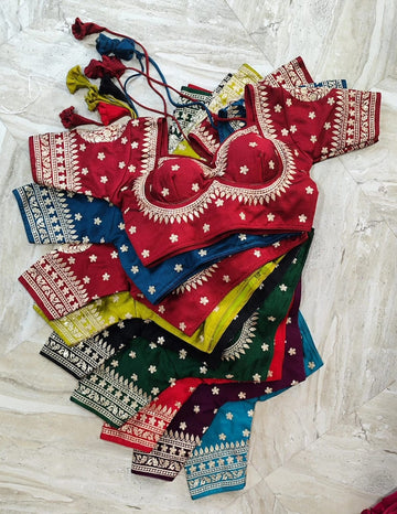 Floral Embroidery Pattern Ready Made Designer Saree Blouse
