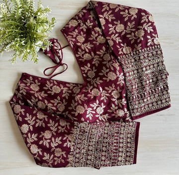 Women Poly Silk Sari Choli Indian Wedding Wear Fabric Craft Tunic Crop Top