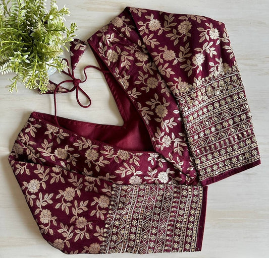 Women Poly Silk Sari Choli Indian Wedding Wear Fabric Craft Tunic Crop Top