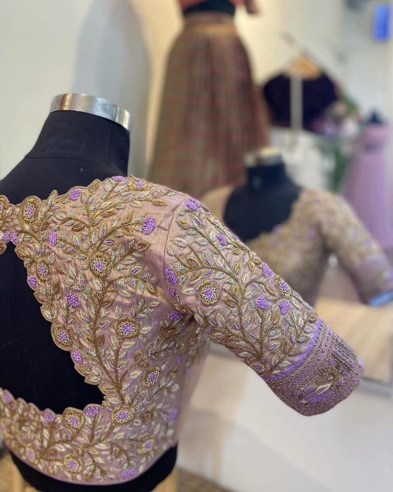 Gold Work Kardana Zardosi Net Hands Work Ready Made Blouse