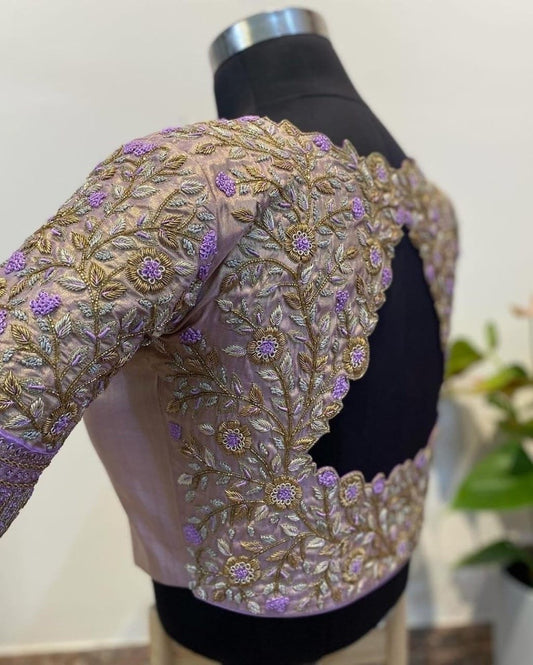 Gold Work Kardana Zardosi Net Hands Work Ready Made Blouse