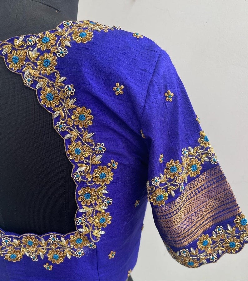 Stone Studded Gold Work Kardana n Zardosi Net Hands Work Blouse