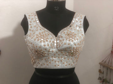 Stone Studded Gold Work Kardana n Zardosi Net Hands Work Blouse