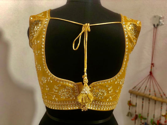 Maggam Gold Work Kardana n Zardosi Net Hands Work Blouse