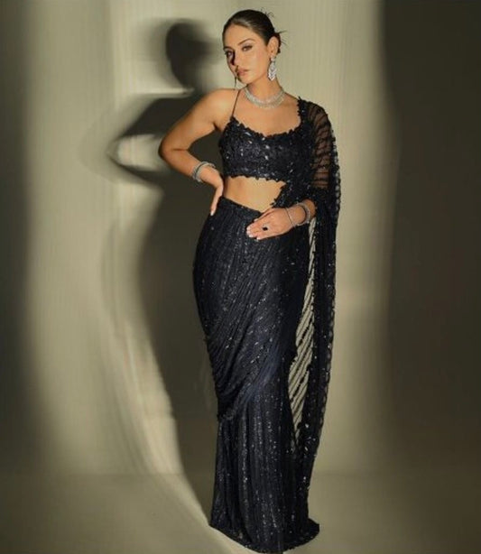 Embroidered Sequins Cut Work Saree