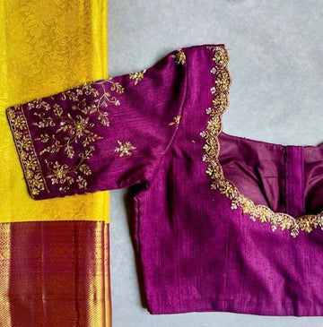 Wedding Blouse Maroon Colour Hand Embroidered