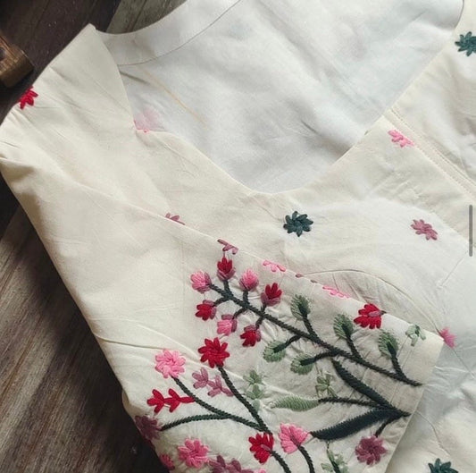 Cream Designer Ready Made Blouse