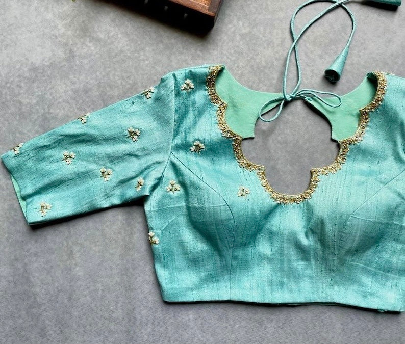 Sea Green Embroidered Blouse