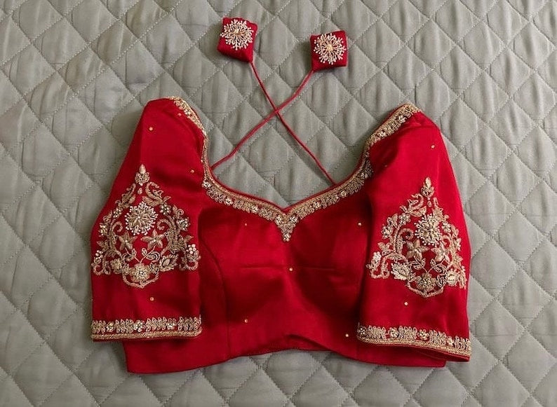 Reddish Pink Maggam Blouse