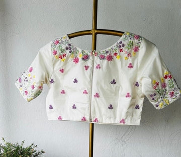 Cream Designer Ready Made Blouse