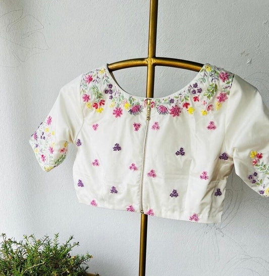 Cream Designer Ready Made Blouse