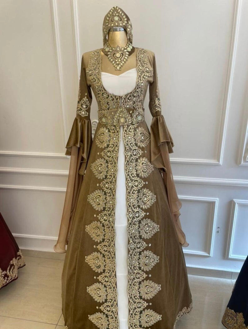 Gold Velvet Caftan Bindalli