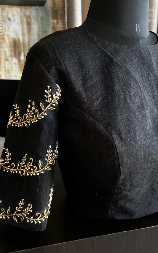 Indian Embroidered Black Georgette Lehenga Blouse