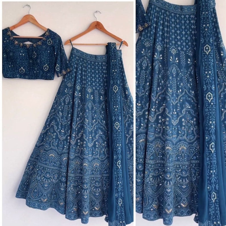 Embroidered Lehenga & Choli Set with Dupatta