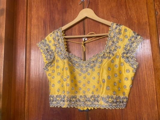 yellow hand embroidered blouse