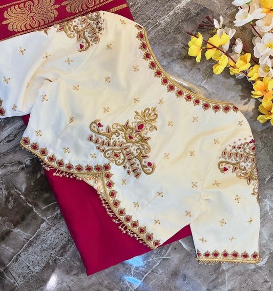 Off White Embroidered Blouse