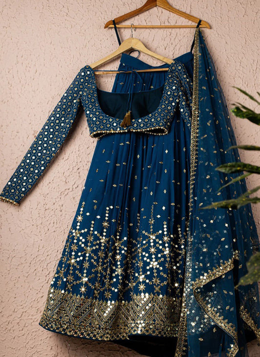 Wedding special blue color lehenga choli for stylish looks