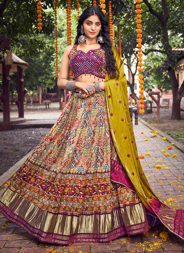 Silk Ready Made Circular Lehenga Choli in Multi-colour