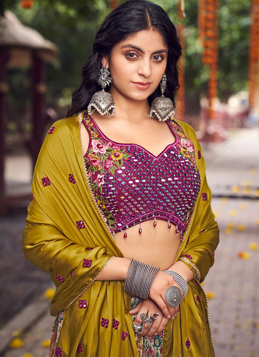 Silk Ready Made Circular Lehenga Choli in Multi-colour