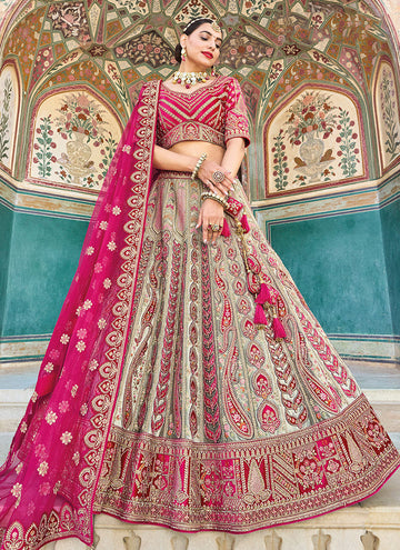 Heavy Embroidered Hot Pink Bridal Lehenga
