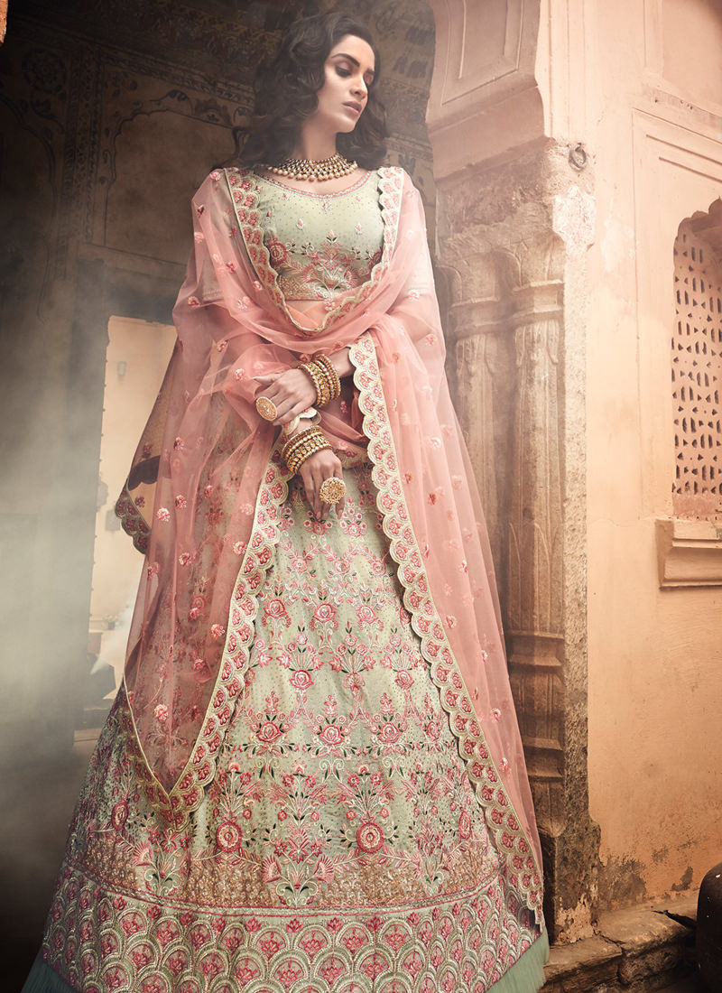 Embroidered Flared Lehenga Choli with Dupatta