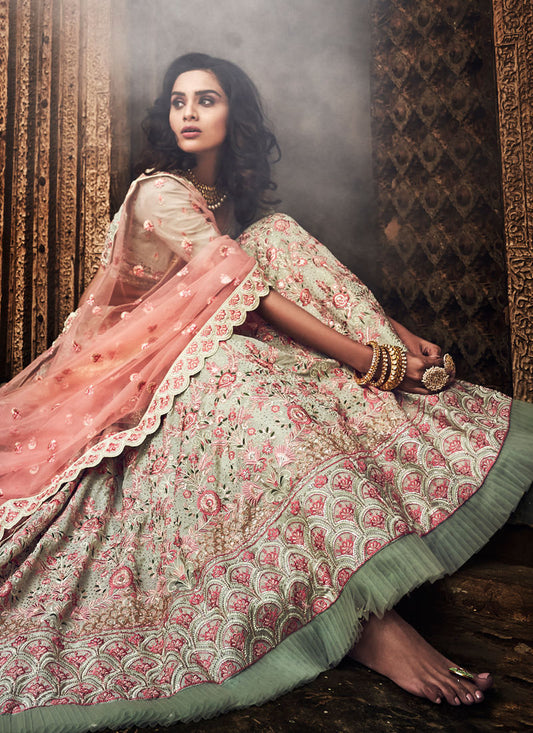 Embroidered Flared Lehenga Choli with Dupatta