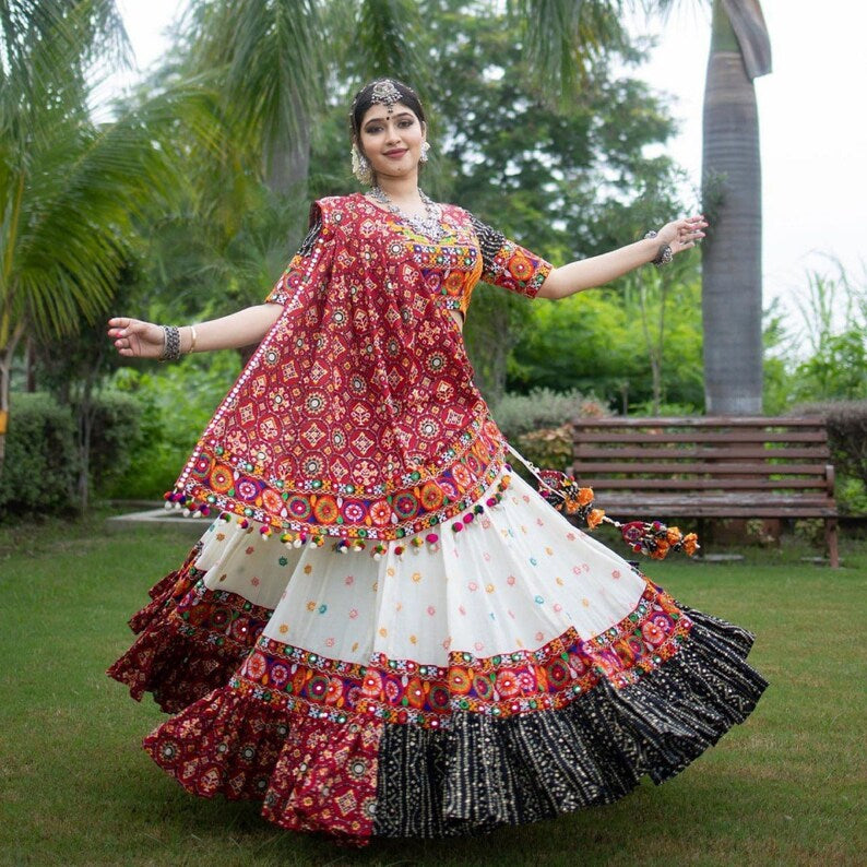 Navratri Special Cotton Lehenga in Multi Color