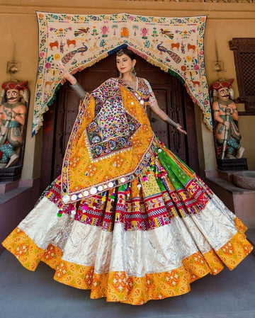 Heavy Flair Lehenga Choli with Real Mirror Work and Attached Dupatta