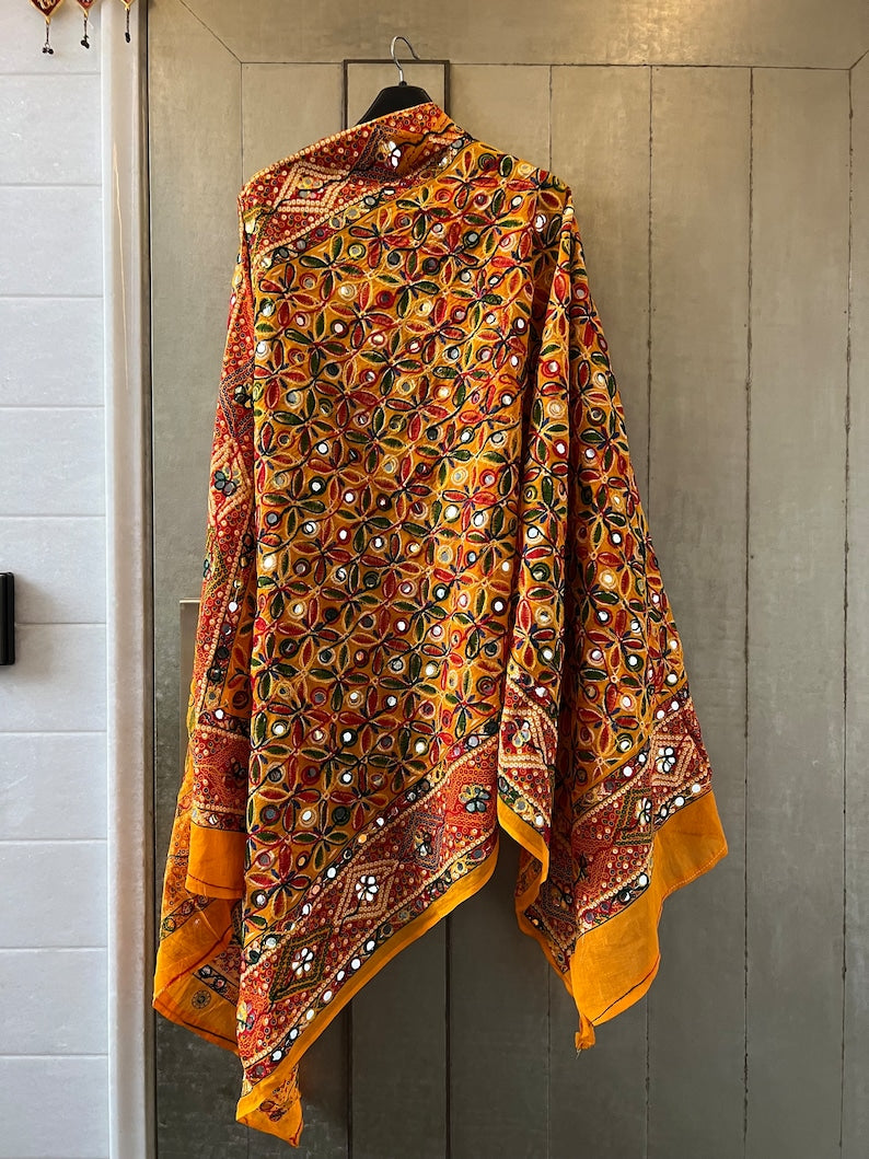 Mirror Work Kutch Embroidery Dupatta