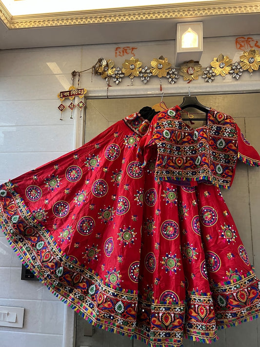 Red Kutchh Work Lehenga Choli